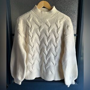 Nine West Ivory Cable Knit Sweater